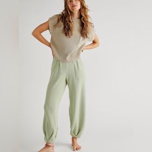 free people beach freya sweater set *PANTS ONLY* xs light green